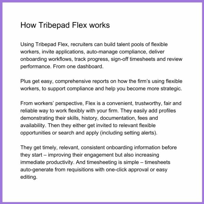 How Tribepad Flex works for flexible working