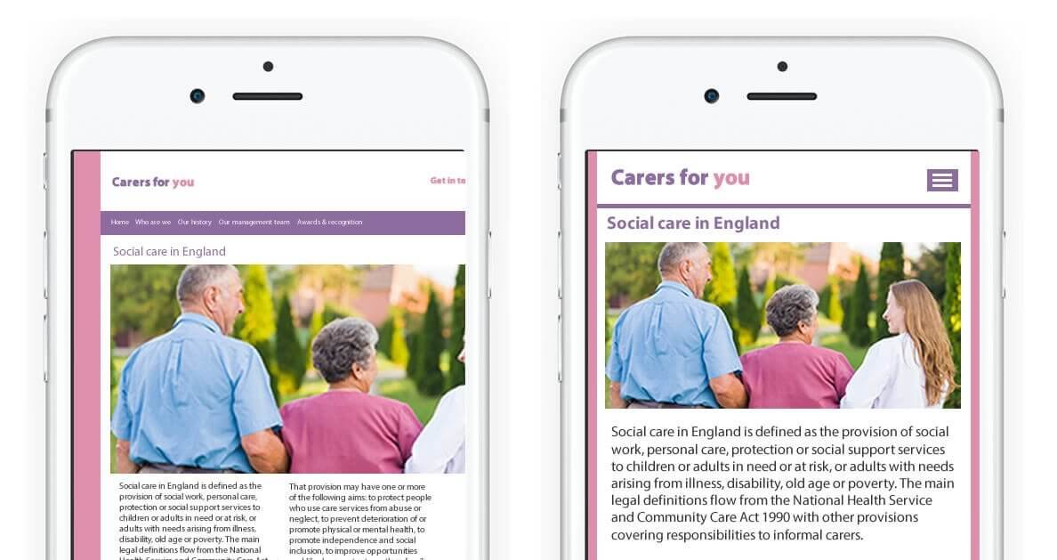 Care Industry mobile optimised